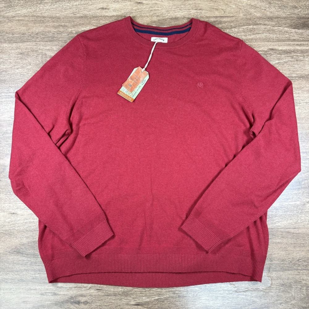 NWT Fat Face 88 Braunton Crew‎ Jumper Washed Red Men's 3XL Sweater Cotton Wool